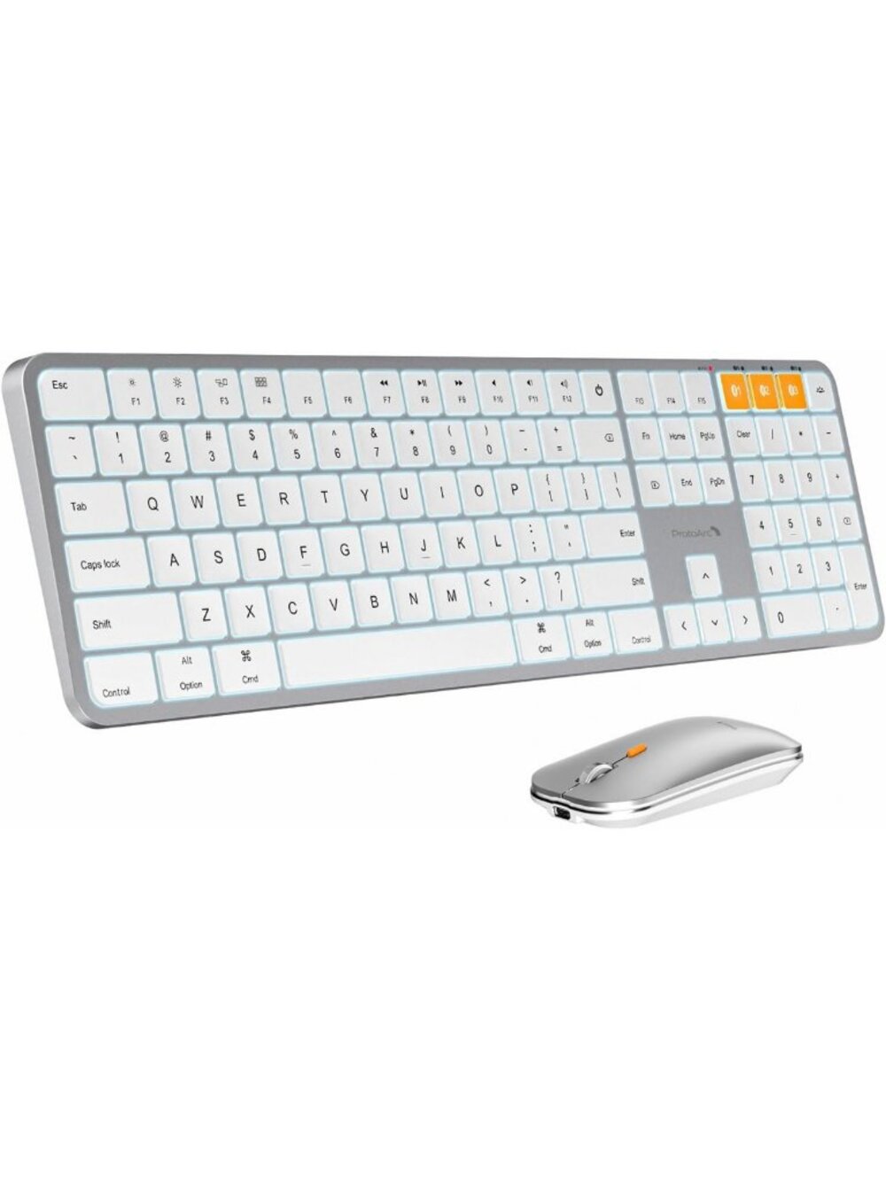 Backlit Bluetooth Keyboard & Mouse Combo for Mac - Sleek White Silver Design